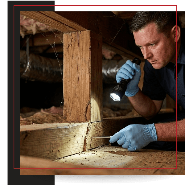 a Diversified Pest Management inspects a crawlspace for termites