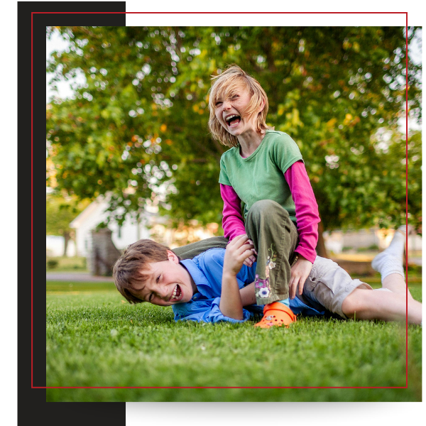 kids playing in backyard